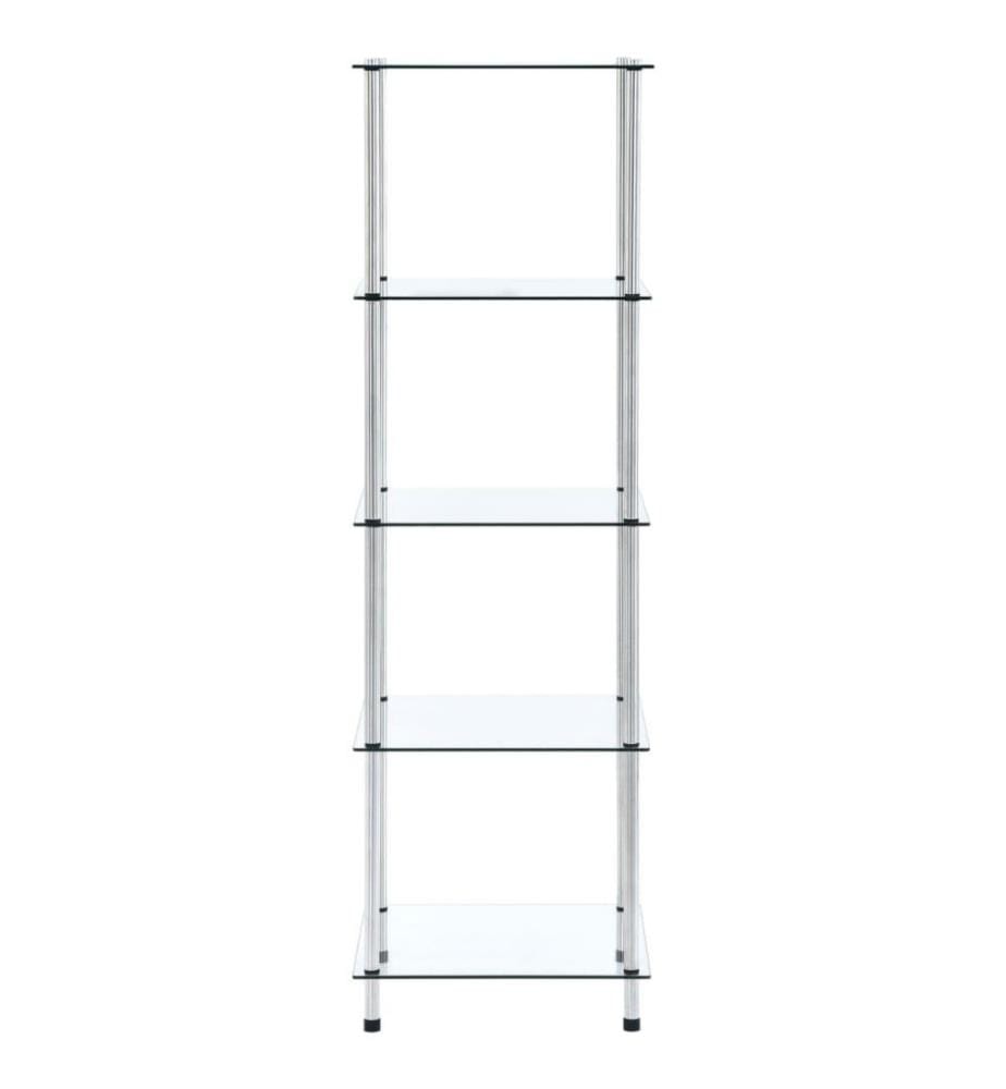 Regal mit 5 Ablagen Transparent 40x40x130 cm Hartglas