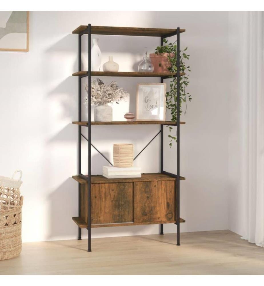 Regal mit 5 Böden und Schrank 80x40x163 cm Stahl Holzwerkstoff