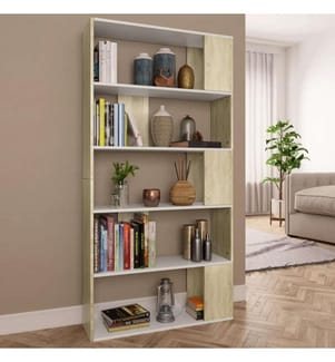 Bücherregal/Raumteiler Weiss Sonoma-Eiche 80x24x159 cm