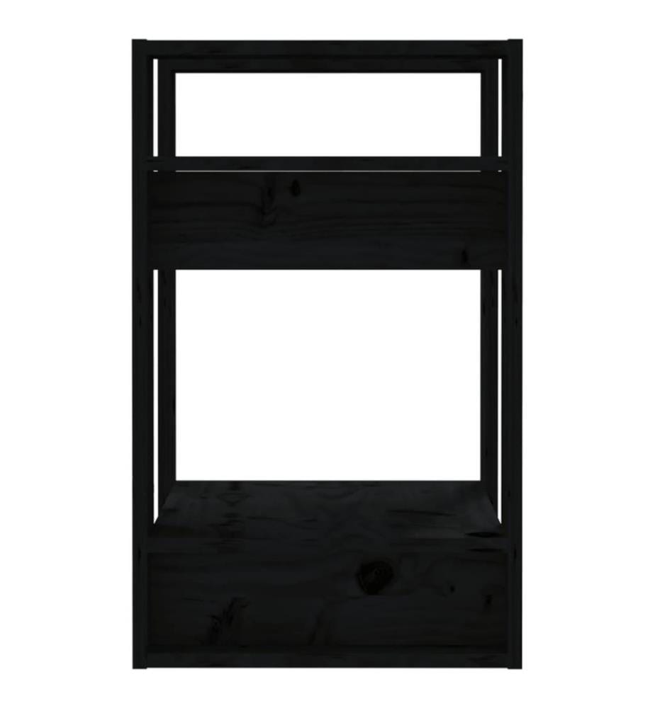 Bücherregal/Raumteiler Schwarz 41x35x57 cm Massivholz Kiefer