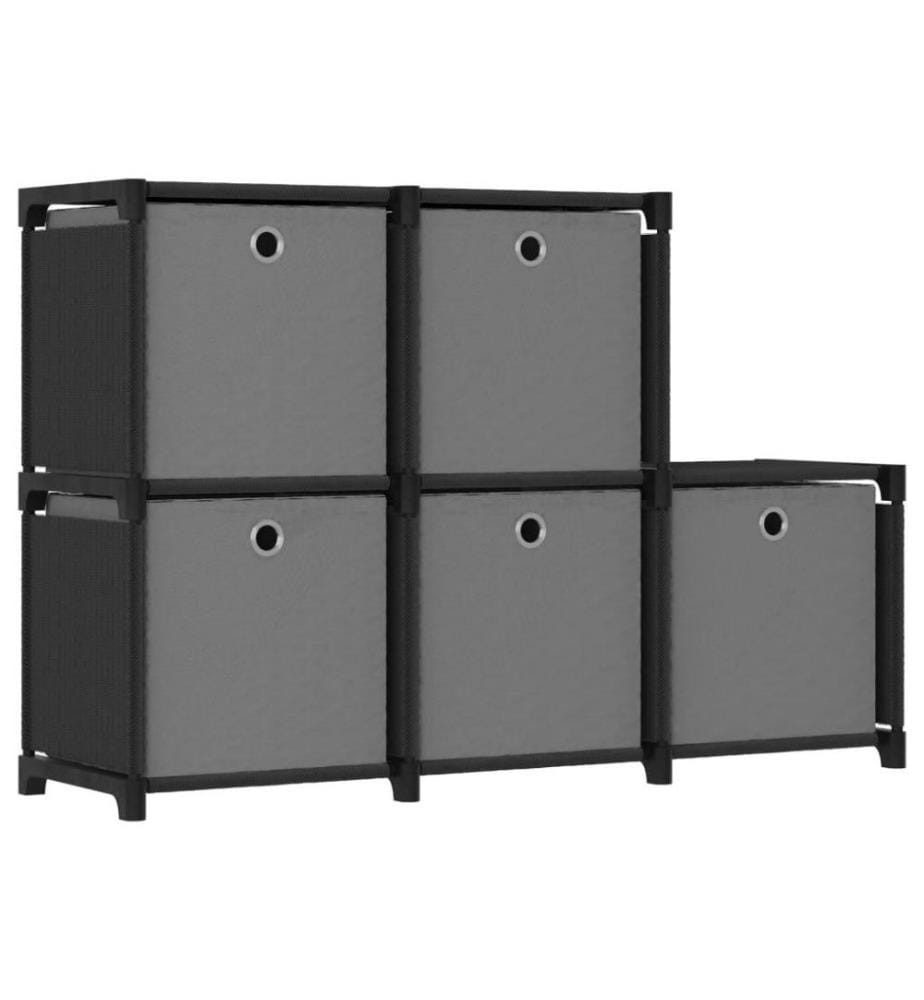 Étagère d'affichage 5 cubes et boîtes Noir 103x30x72,5 cm Tissu