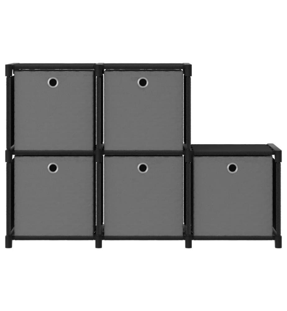 Étagère d'affichage 5 cubes et boîtes Noir 103x30x72,5 cm Tissu