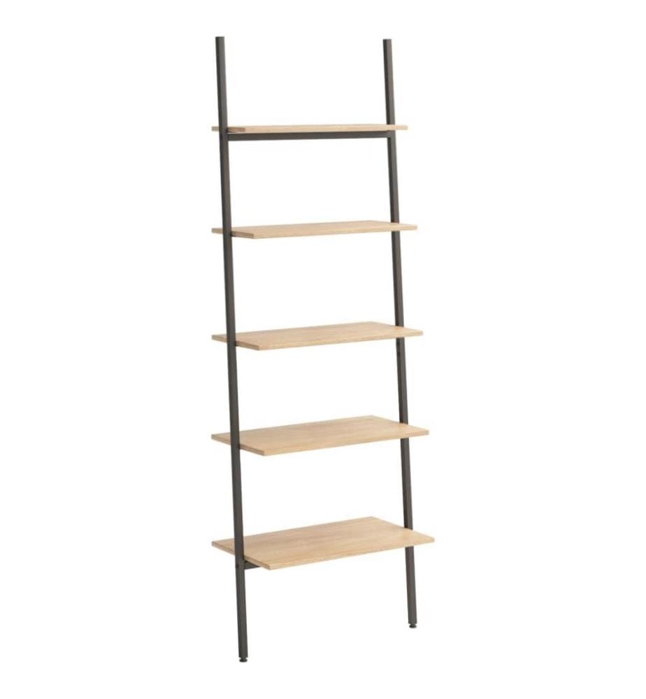 Étagère inclinée à 5 niveaux Marron clair et noir 64x34x185,5cm