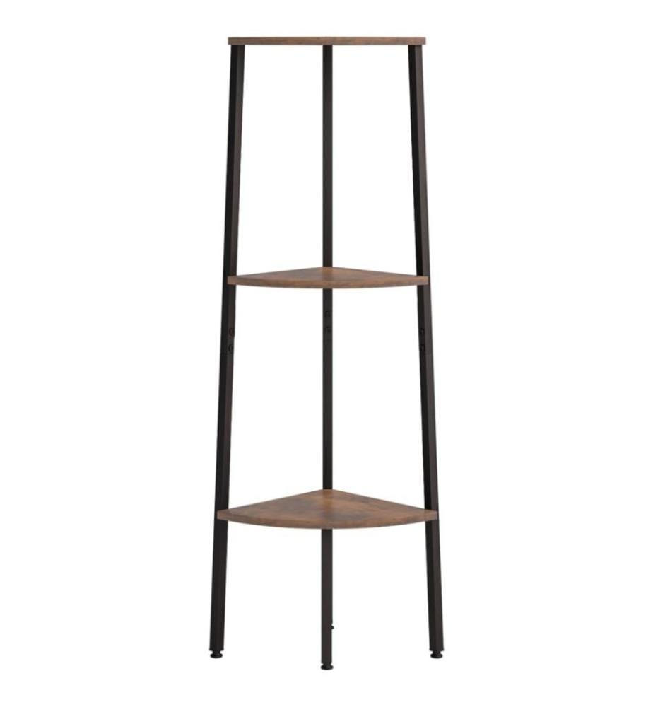 Étagère d'angle 3 niveaux Marron foncé et noir 45,5x31,5x120 cm