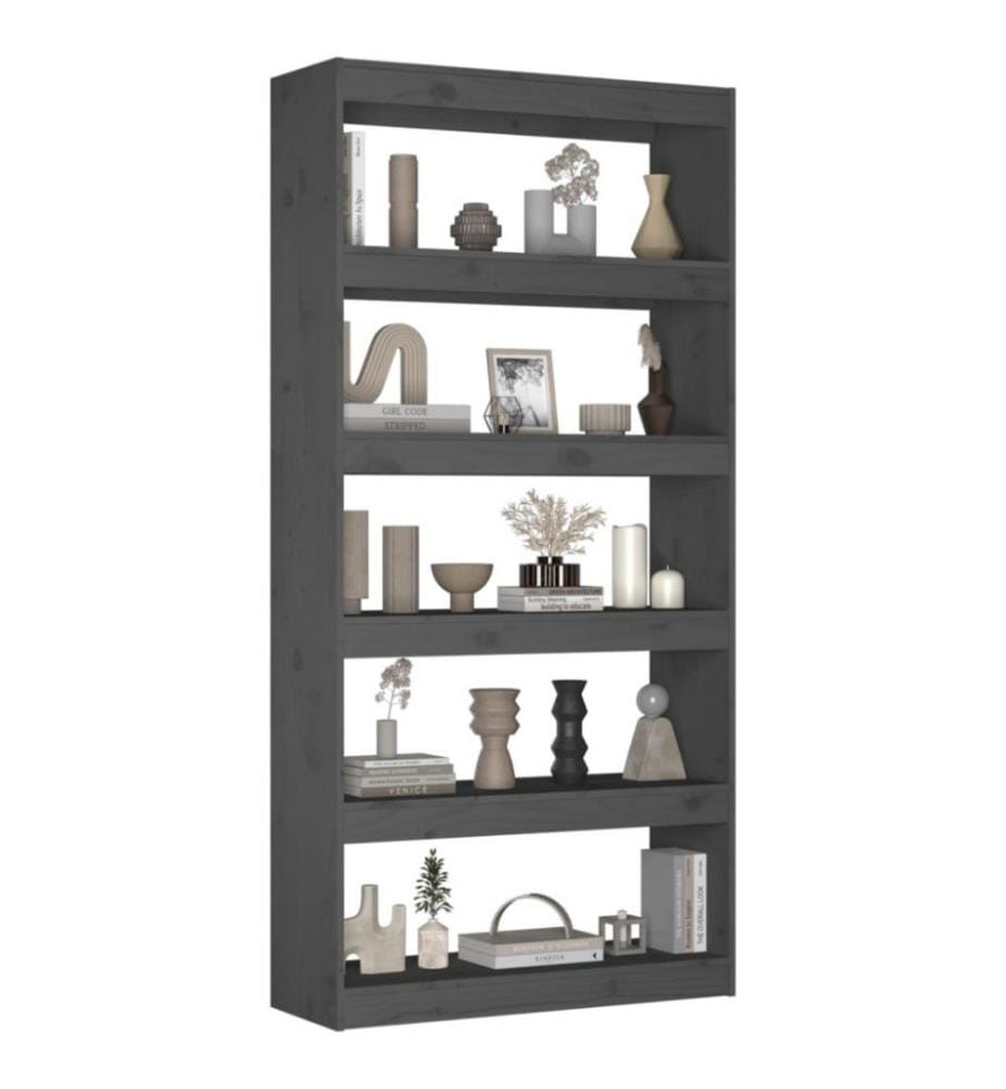 Bücherregal/Raumteiler Grau 80x30x167,4 cm Massivholz Kiefer