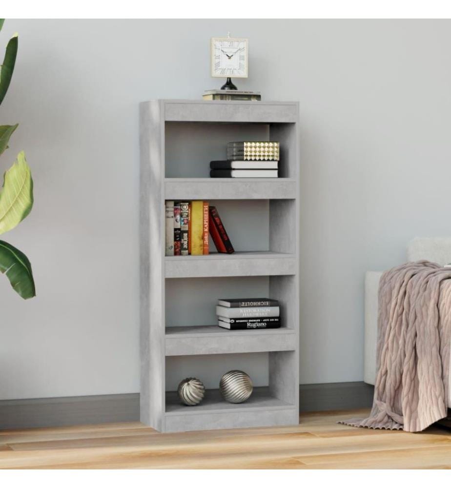 Bücherregal/Raumteiler Betongrau 60x30x135 cm Holzwerkstoff