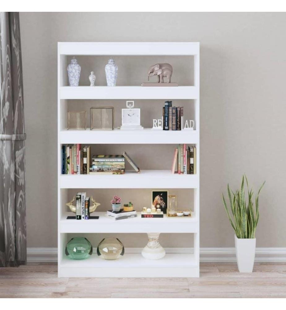 Bücherregal/Raumteiler Hochglanz-Weiss 100x30x166 cm