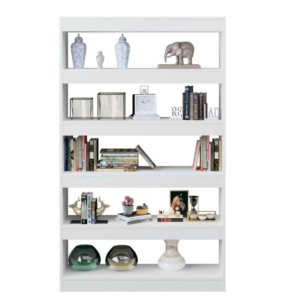 Bücherregal/Raumteiler Hochglanz-Weiss 100x30x166 cm