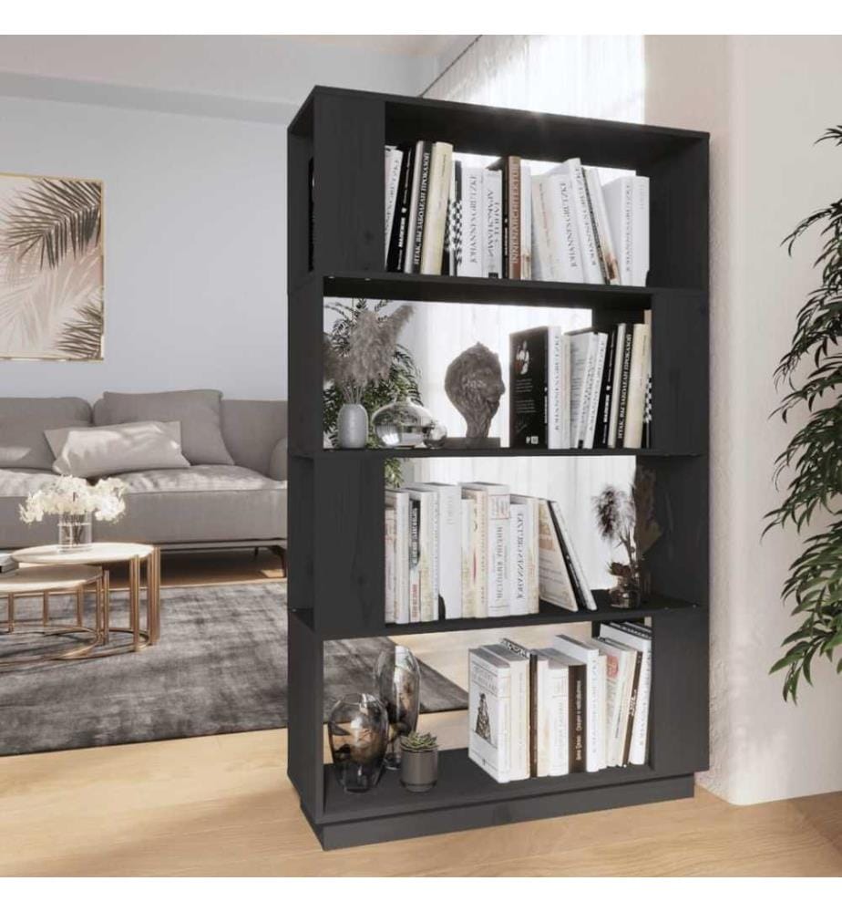 Bücherregal/Raumteiler Grau 80x25x132 cm Massivholz Kiefer