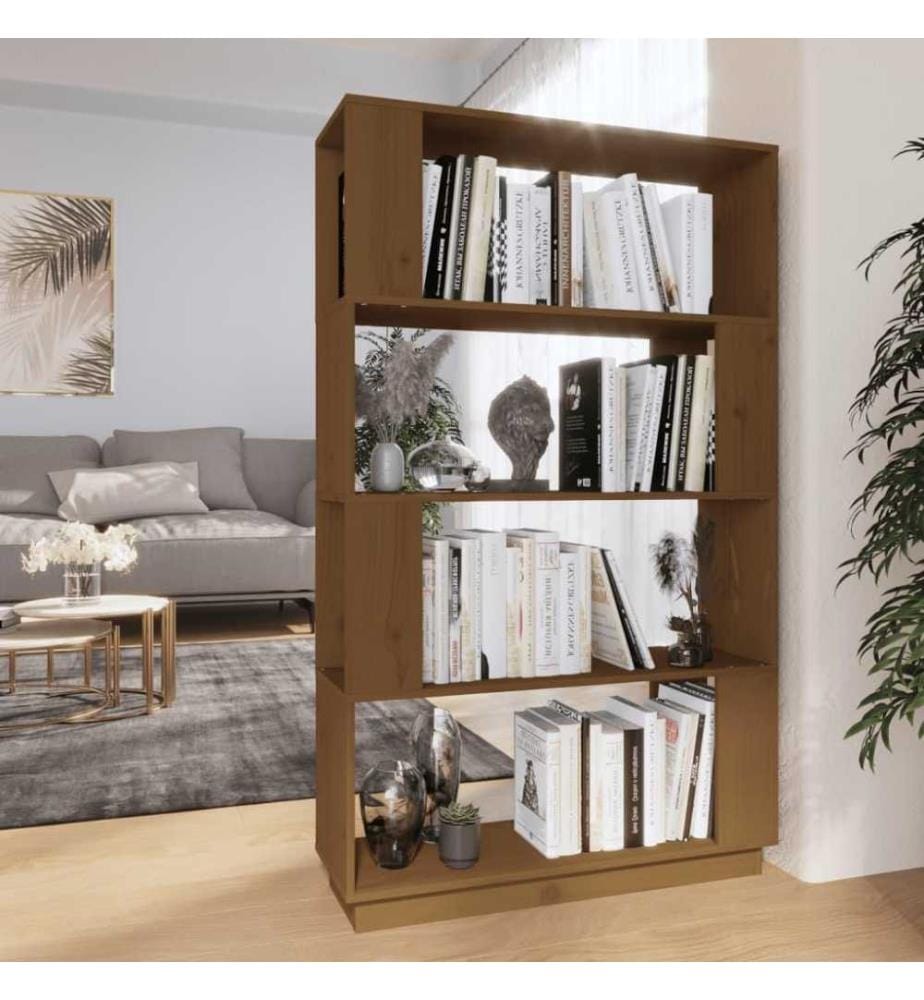 Bibliothèque/Cloison Marron miel 80x25x132 cm Bois massif