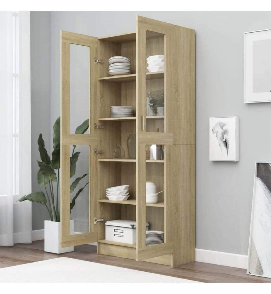 Vitrinenschrank Sonoma-Eiche 82,5x30,5x185,5 cm Holzwerkstoff