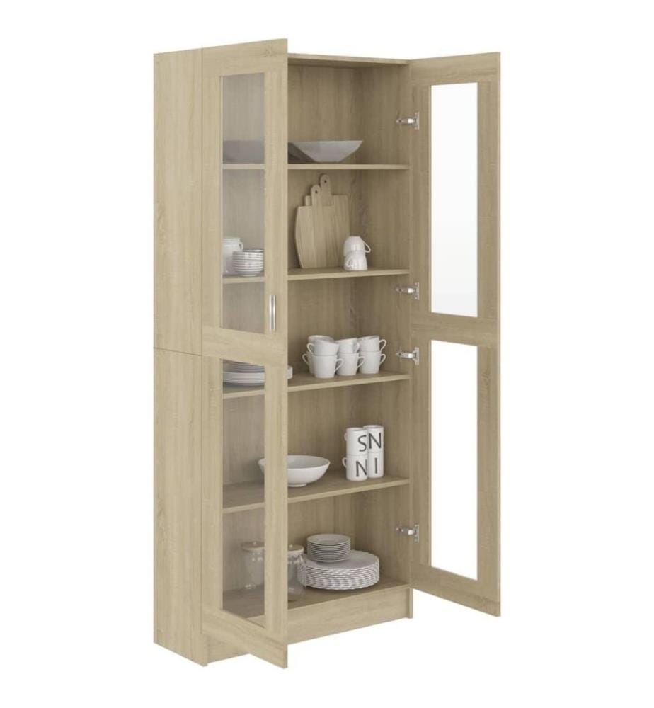 Vitrinenschrank Sonoma-Eiche 82,5x30,5x185,5 cm Holzwerkstoff