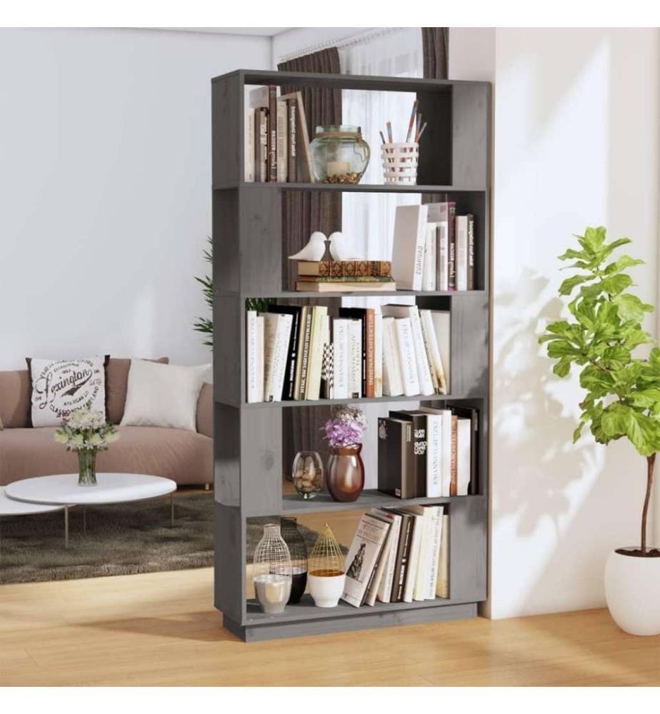 Bücherregal/Raumteiler Grau 80x25x163,5 cm Massivholz Kiefer