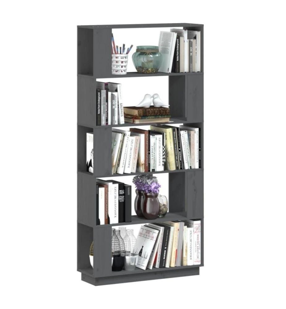 Bücherregal/Raumteiler Grau 80x25x163,5 cm Massivholz Kiefer