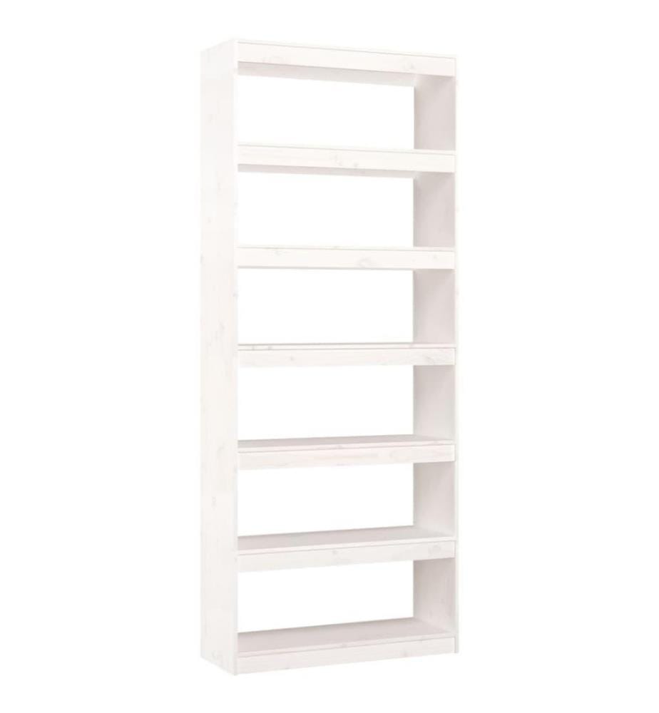Bibliothèque/Séparateur de pièce Blanc 80x30x199,5cm Pin solide