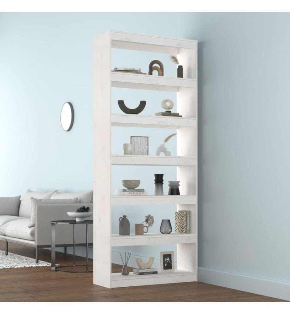 Bibliothèque/Séparateur de pièce Blanc 80x30x199,5cm Pin solide