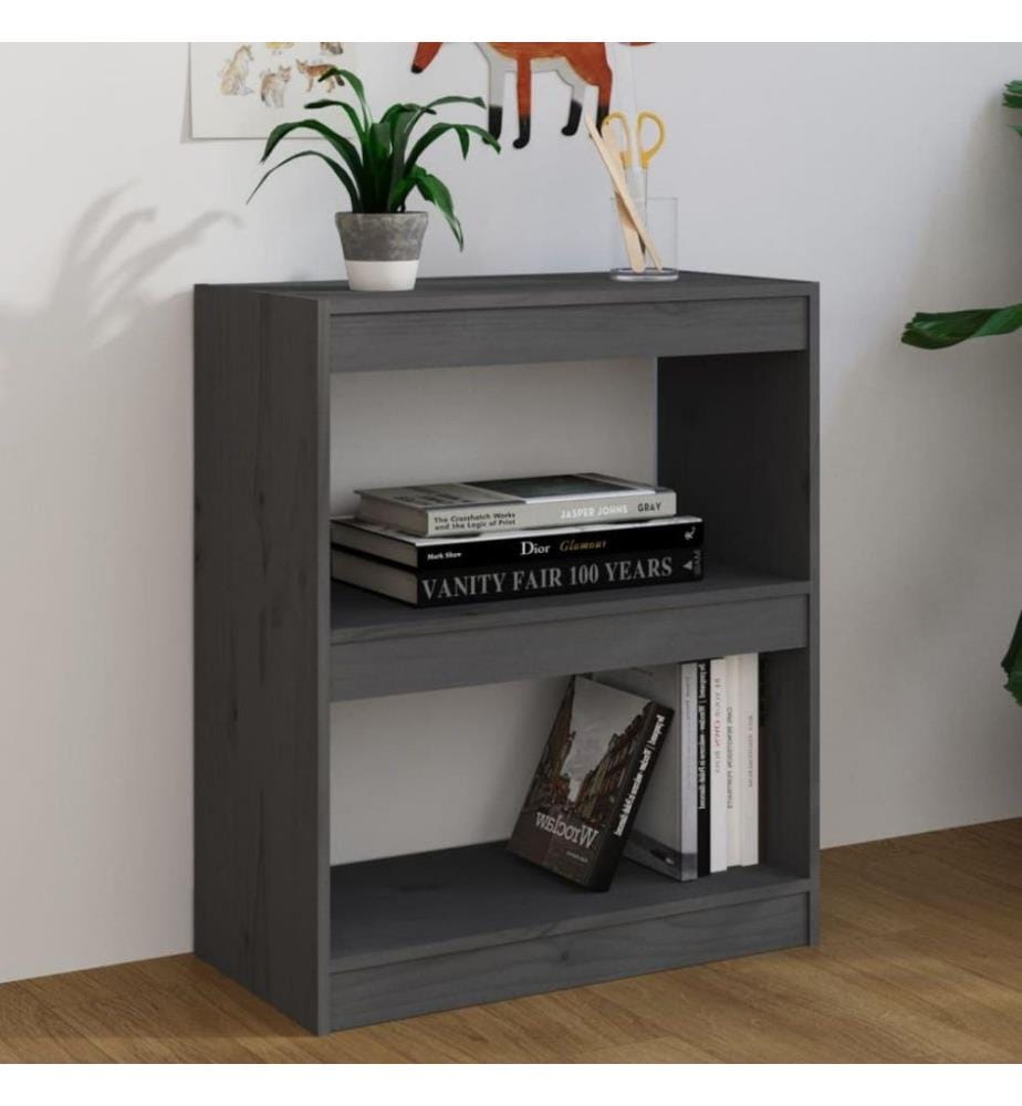 Bücherregal/Raumteiler Grau 60x30x71,5 cm Massivholz Kiefer