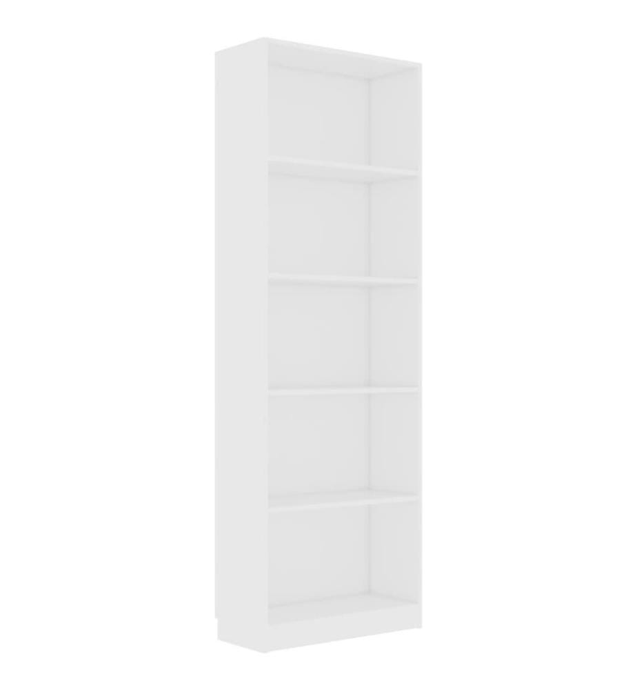 Bibliothèque à 5 niveaux Blanc 60x24x175 cm Aggloméré