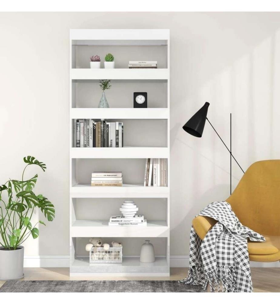 Bibliothèque/Séparateur de pièce Blanc brillant 80x30x198 cm
