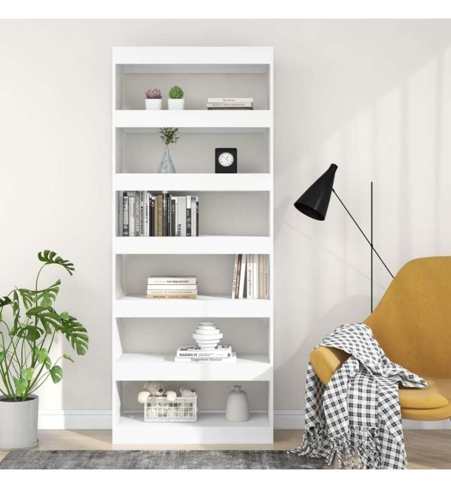 Bücherregal/Raumteiler Weiss 80x30x198 cm Holzwerkstoff