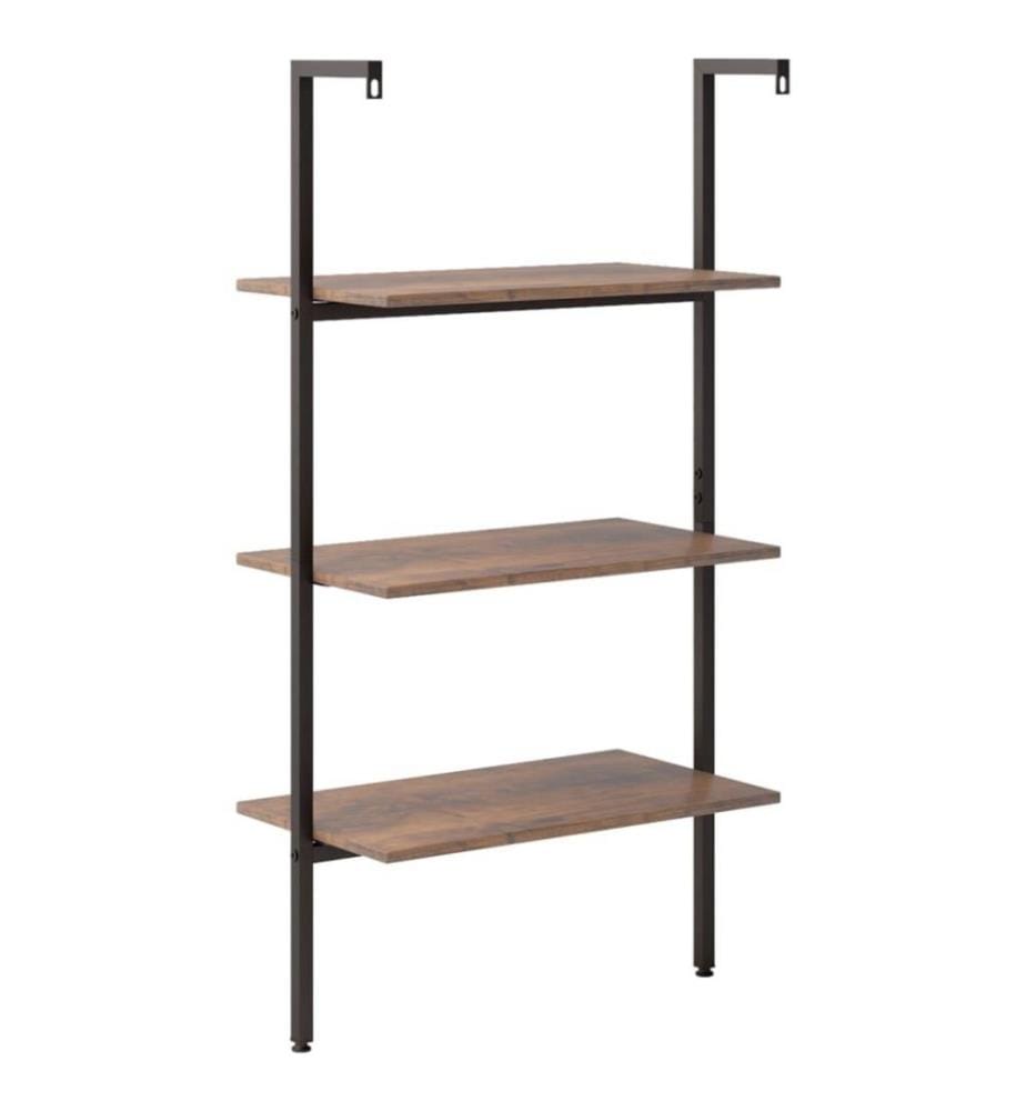 Étagère inclinée 3 niveaux Marron foncé et noir 64x35x120,5 cm