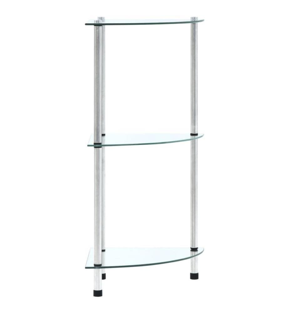 Regal mit 3 Ablagen Transparent 30x30x67 cm Hartglas