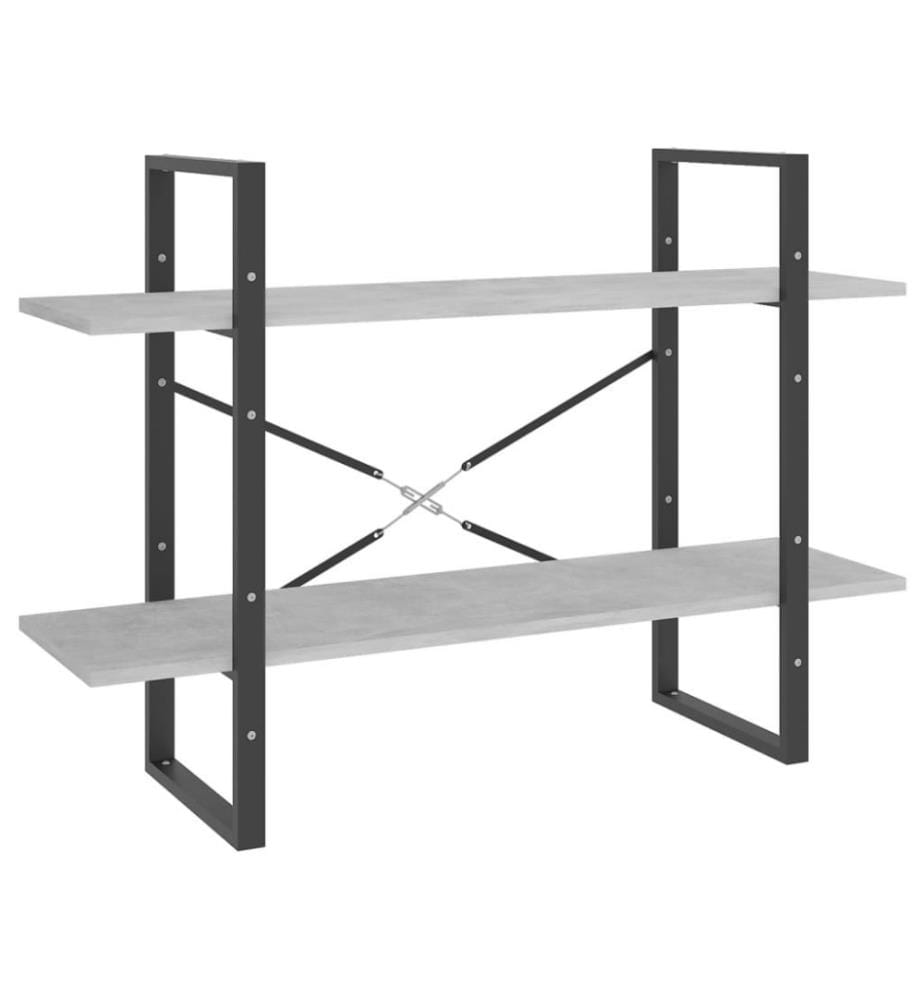 Bücherregal 2 Fächer Betongrau 100x30x70 cm Holzwerkstoff