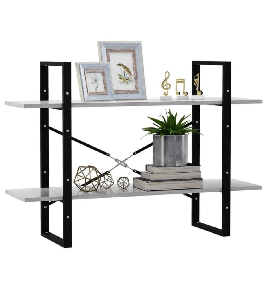 Bücherregal 2 Fächer Betongrau 100x30x70 cm Holzwerkstoff
