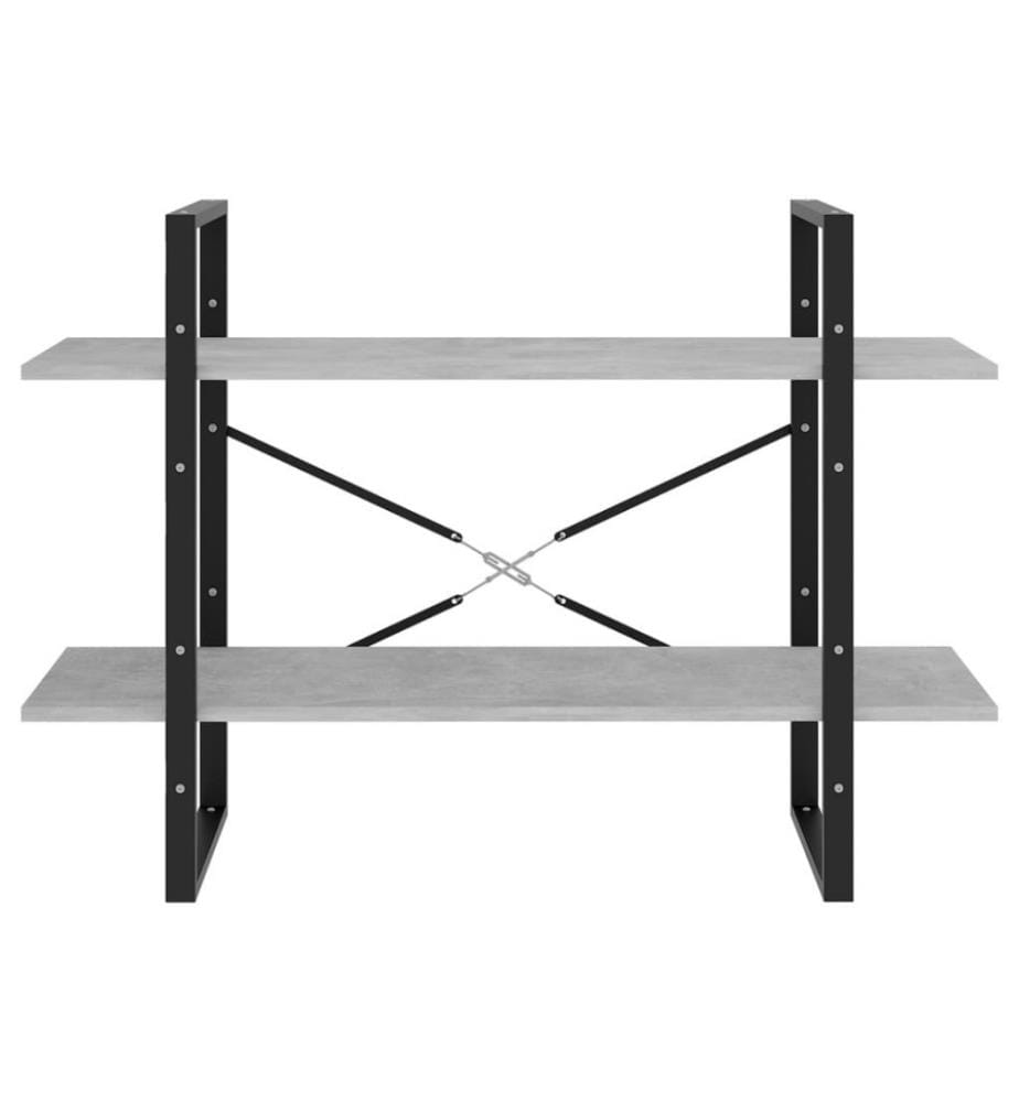 Bücherregal 2 Fächer Betongrau 100x30x70 cm Holzwerkstoff