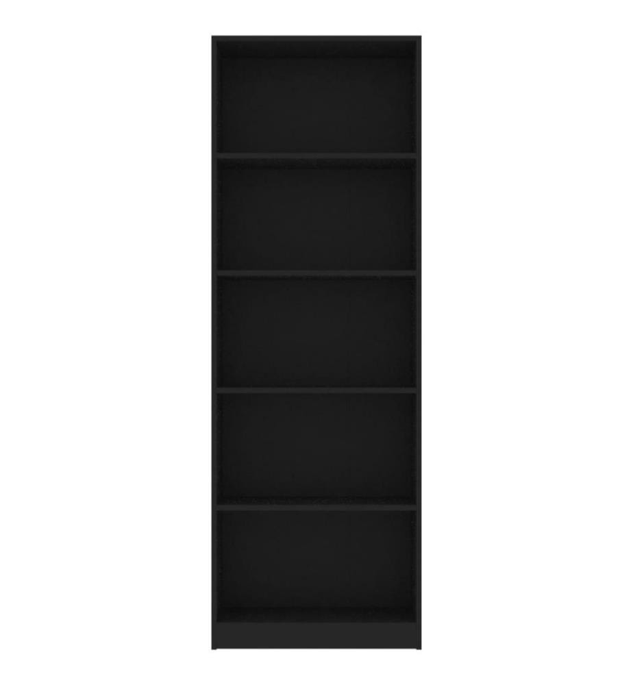 Bibliothèque à 5 niveaux Noir 60x24x175 cm Aggloméré
