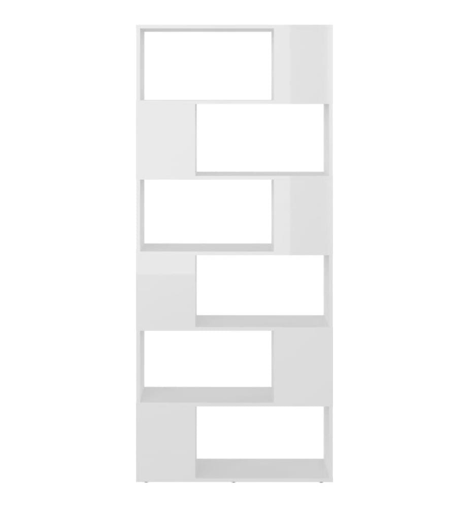 Bücherregal Raumteiler Hochglanz-Weiss 80x24x186cm Holzwerkstoff