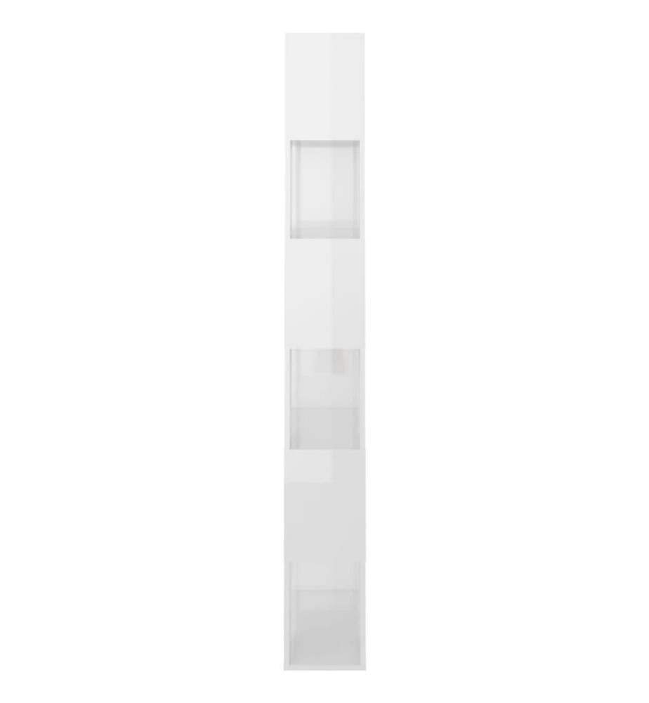 Bücherregal Raumteiler Hochglanz-Weiss 80x24x186cm Holzwerkstoff