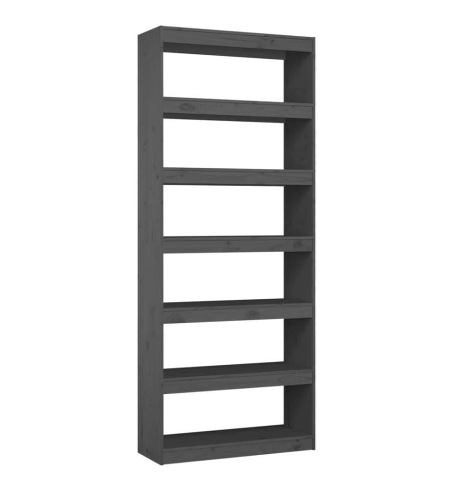 Bibliothèque/Séparateur de pièce Gris 80x30x199,5 cm Pin solide