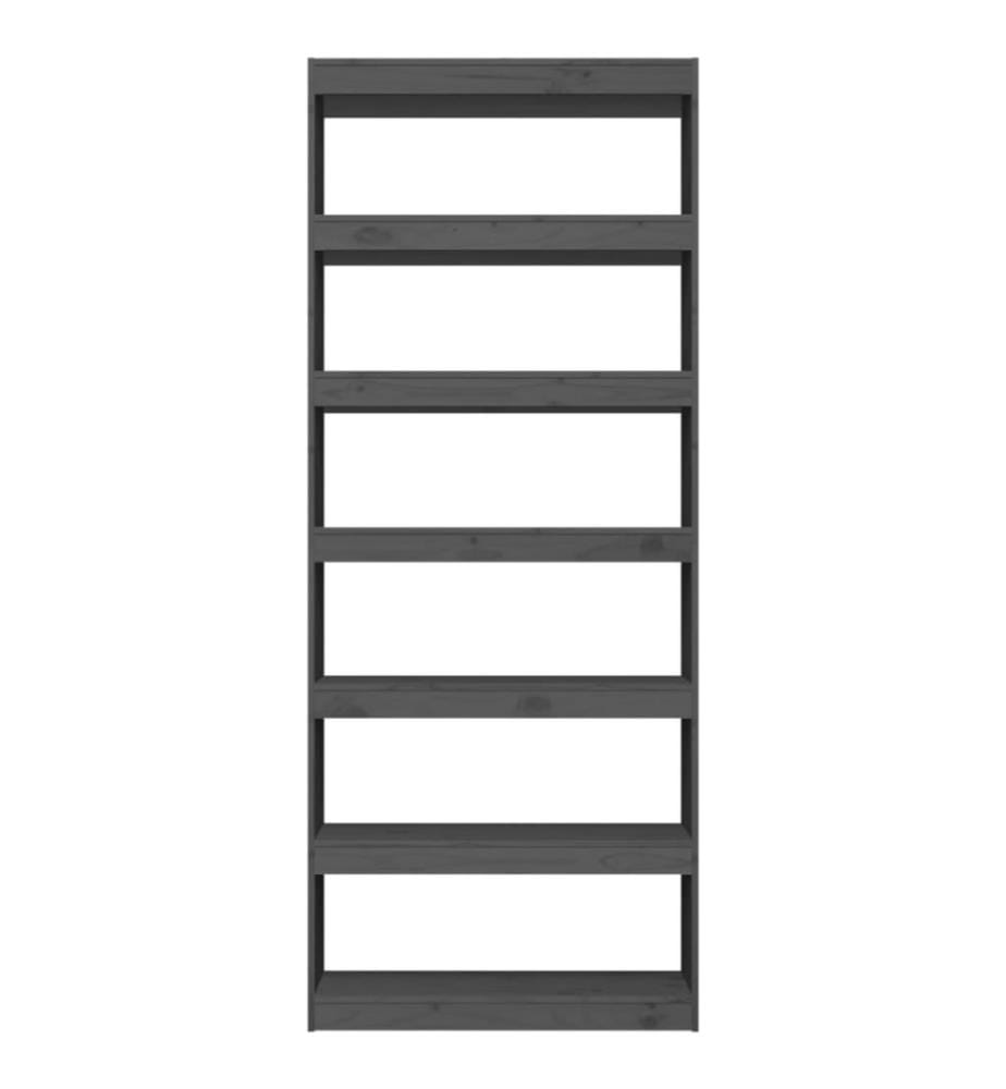 Bibliothèque/Séparateur de pièce Gris 80x30x199,5 cm Pin solide
