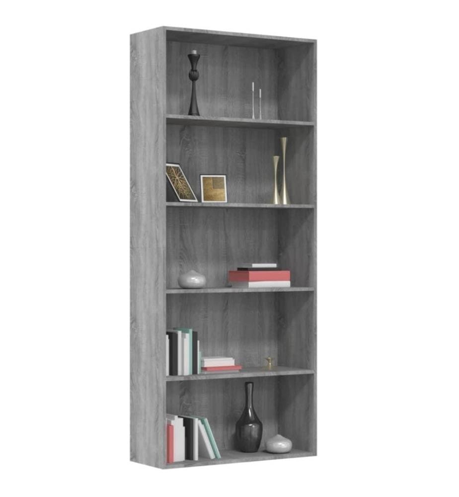 Bibliothèque 5 niveaux Sonoma gris 80x30x189 cm