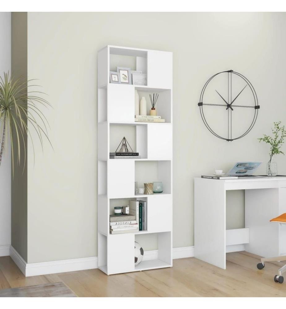 Bücherregal Raumteiler Weiss 60x24x186 cm
