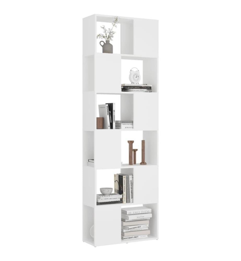 Bücherregal Raumteiler Weiss 60x24x186 cm