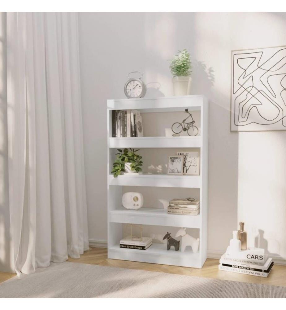 Bücherregal/Raumteiler Hochglanz-Weiss 80x30x135cm Holzwerkstoff