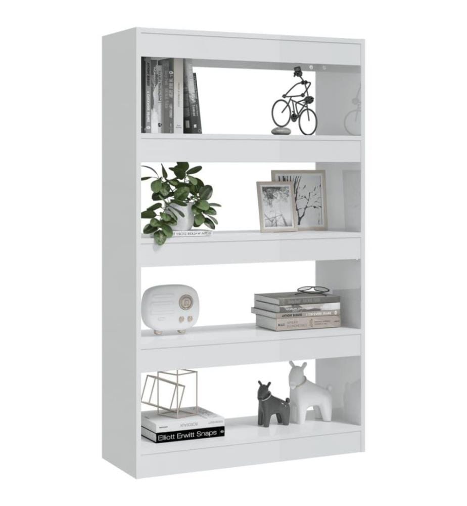 Bücherregal/Raumteiler Hochglanz-Weiss 80x30x135cm Holzwerkstoff