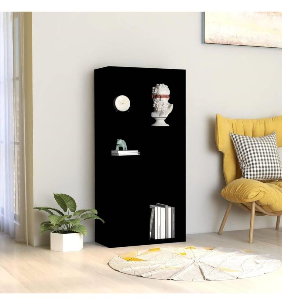 Bibliothèque Noir 50x25x106 cm Aggloméré