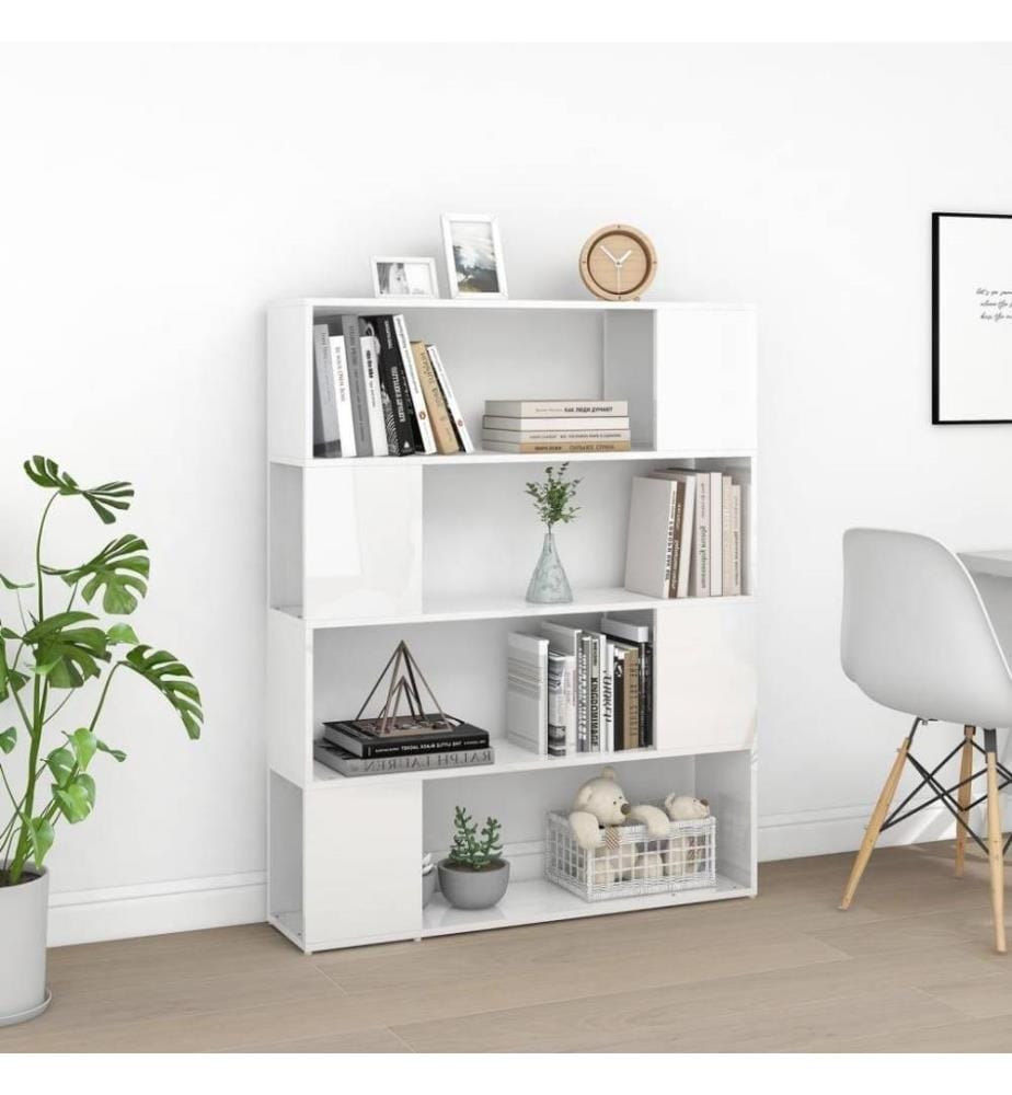 Bücherregal Raumteiler Hochglanz-Weiss 100x24x124 cm