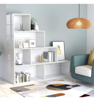 Bücherregal/Raumteiler Hochglanz-Weiss 155x24x160 cm