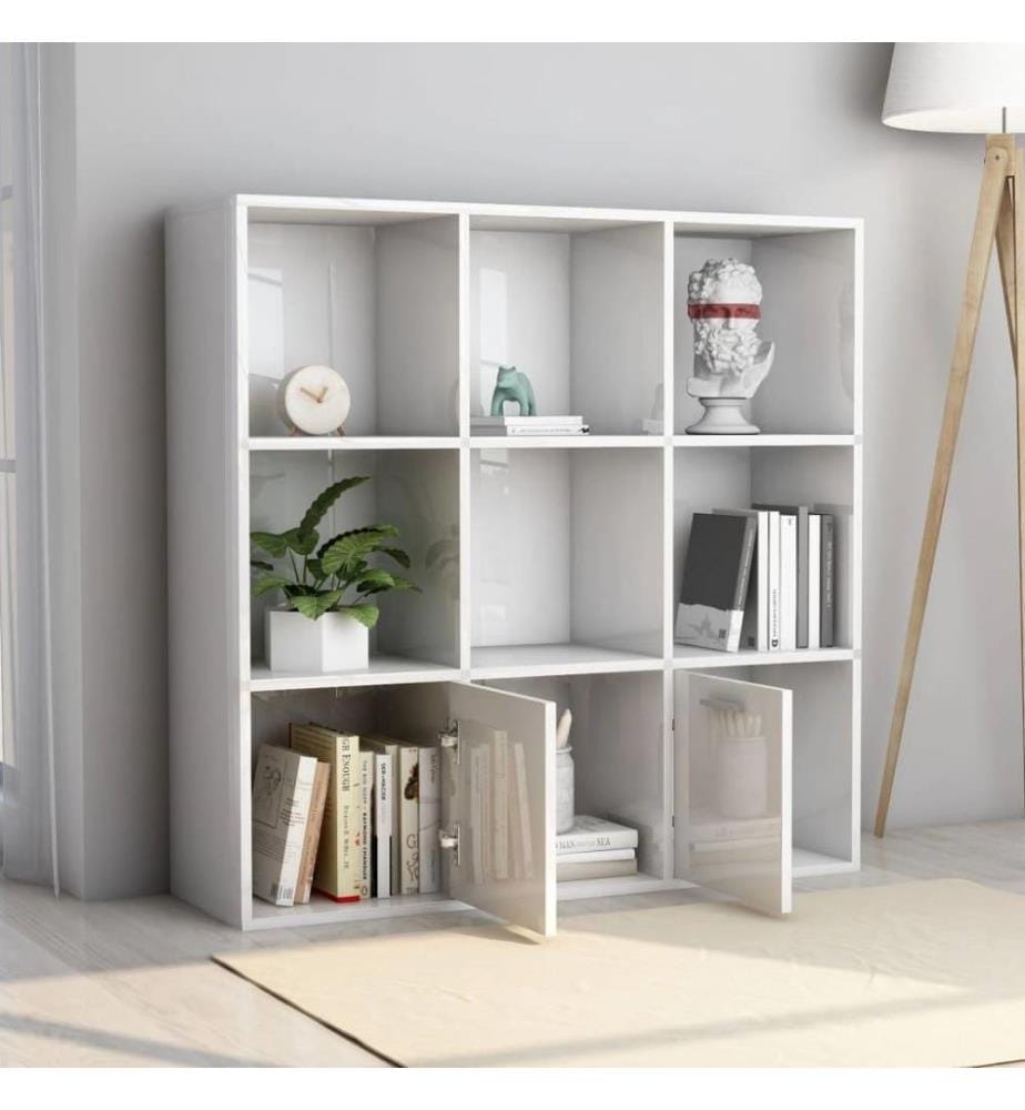 Bücherregal Hochglanz-Weiss 98x30x98 cm Holzwerkstoff