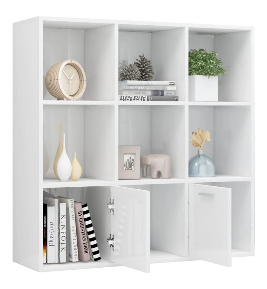 Bücherregal Hochglanz-Weiss 98x30x98 cm Holzwerkstoff
