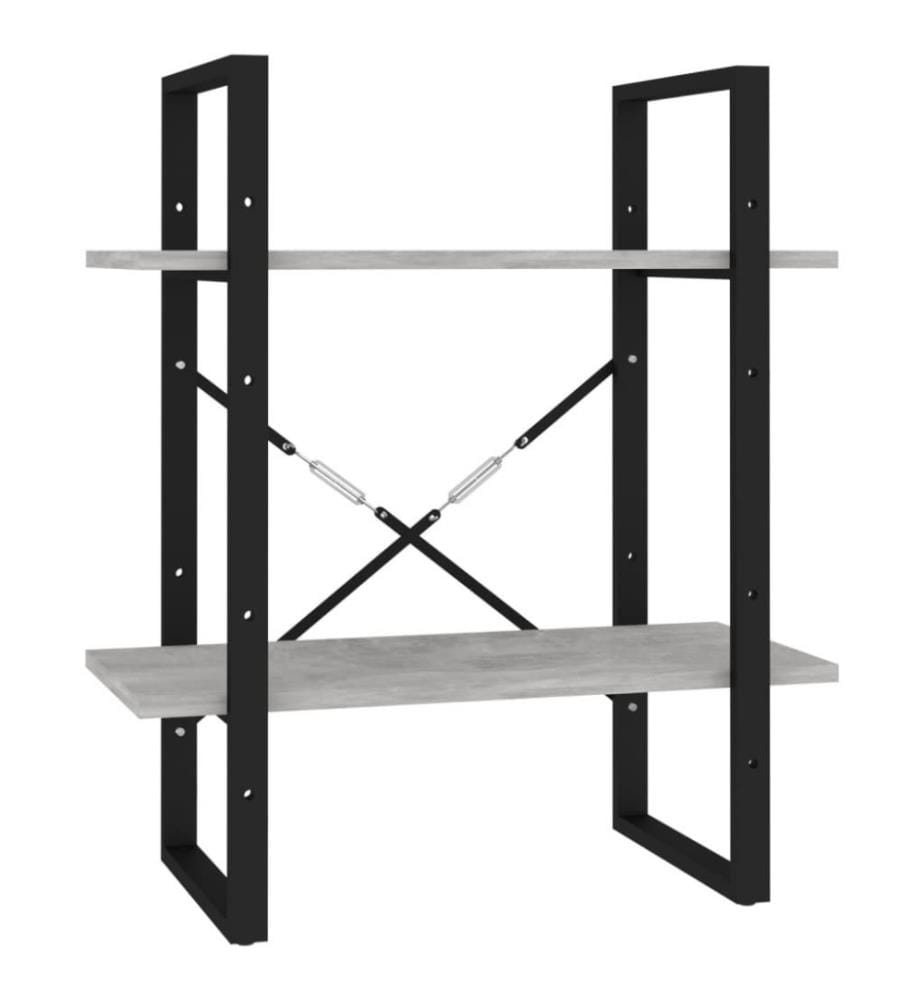 Bücherregal 2 Fächer Betongrau 60x30x70 cm Holzwerkstoff