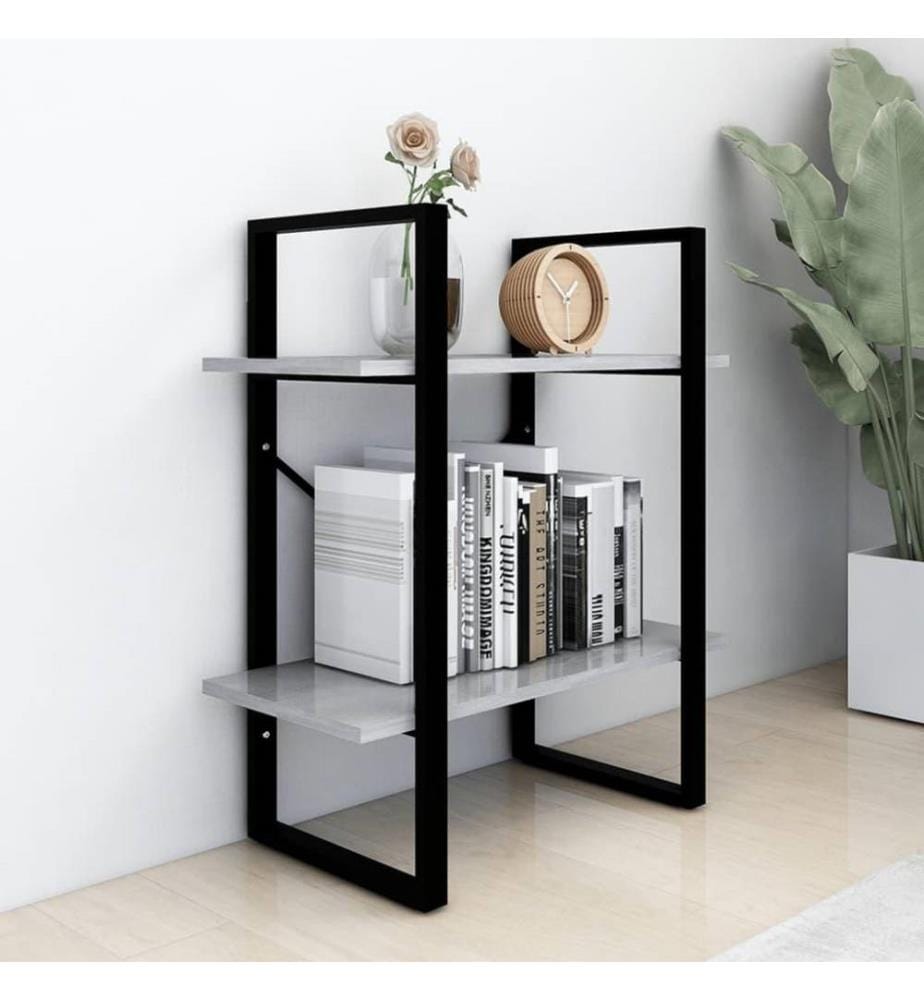 Bücherregal 2 Fächer Betongrau 60x30x70 cm Holzwerkstoff