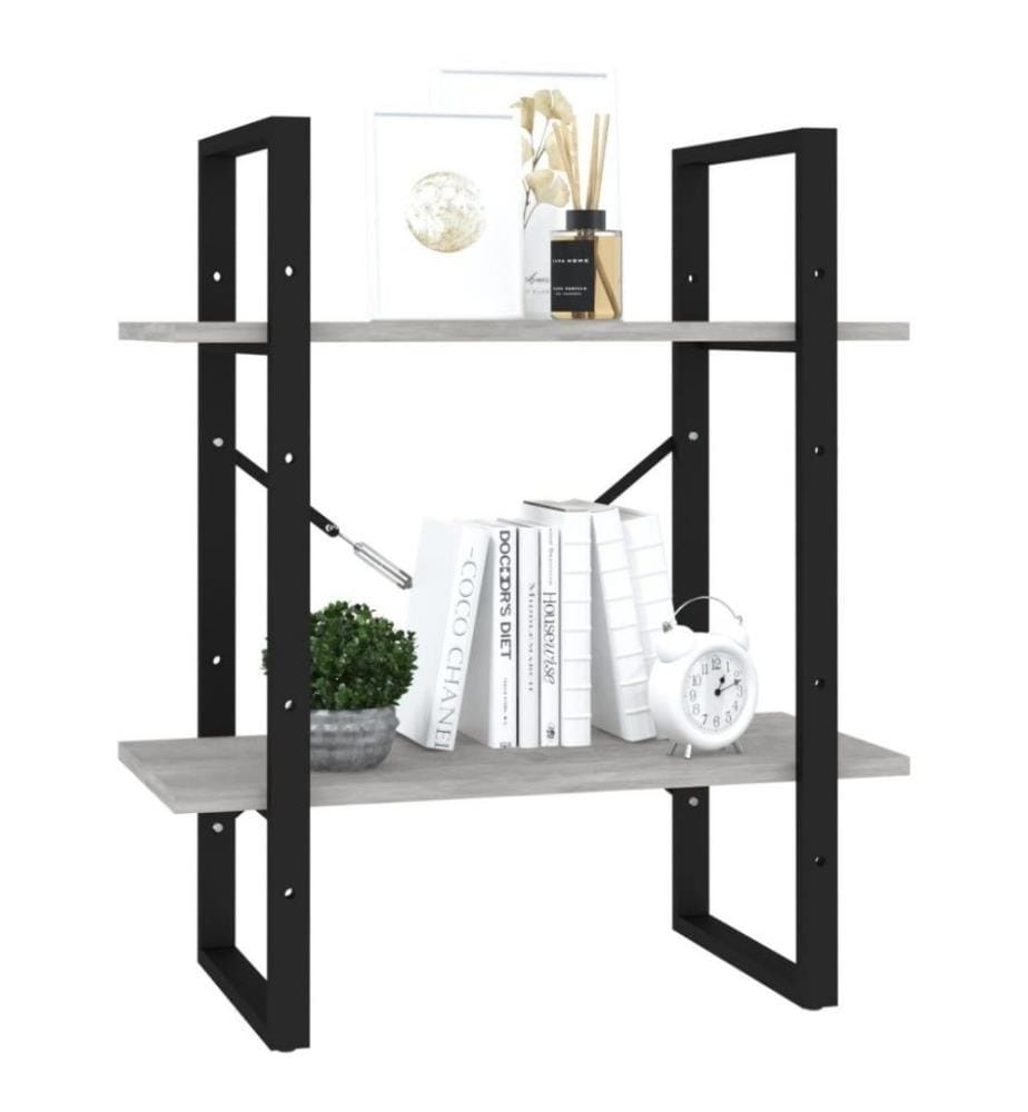 Bücherregal 2 Fächer Betongrau 60x30x70 cm Holzwerkstoff