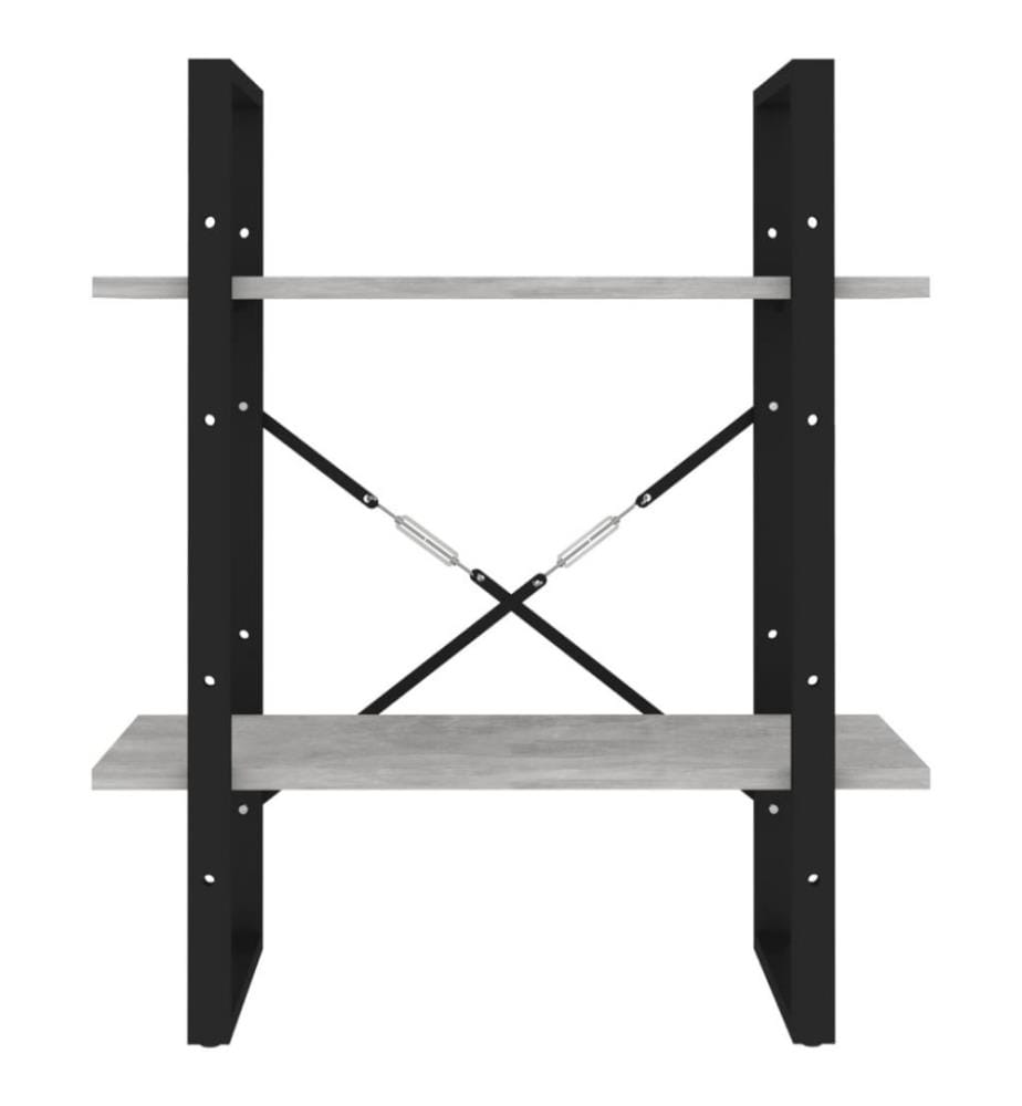 Bücherregal 2 Fächer Betongrau 60x30x70 cm Holzwerkstoff