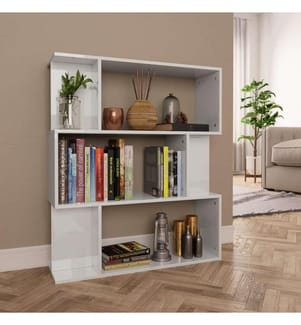 Bücherregal/Raumteiler Hochglanz-Weiss 80x24x96 cm