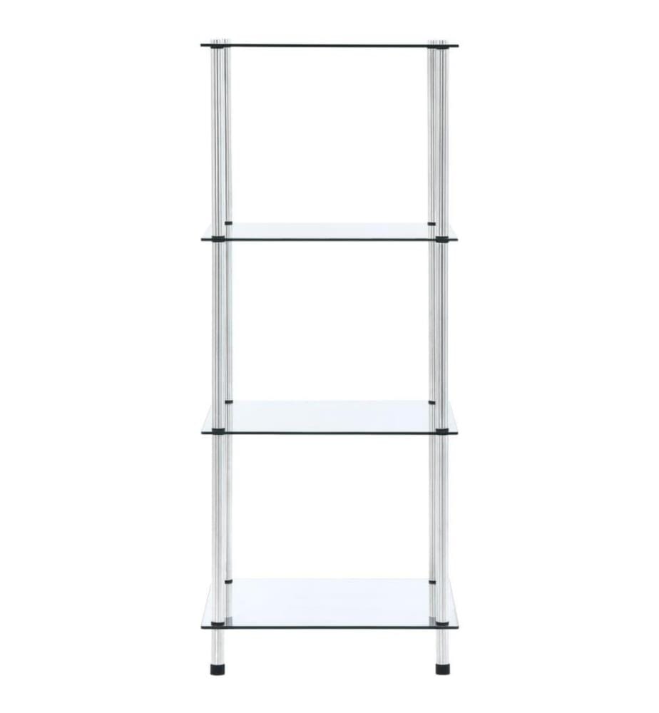 Regal mit 4 Ablagen Transparent 40x40x100 cm Hartglas